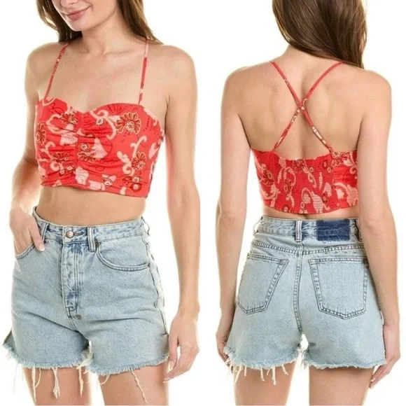 A.L.C. Arit Floral Sweetheart Crop Top in Calla Size 12 - Picture 16 of 16